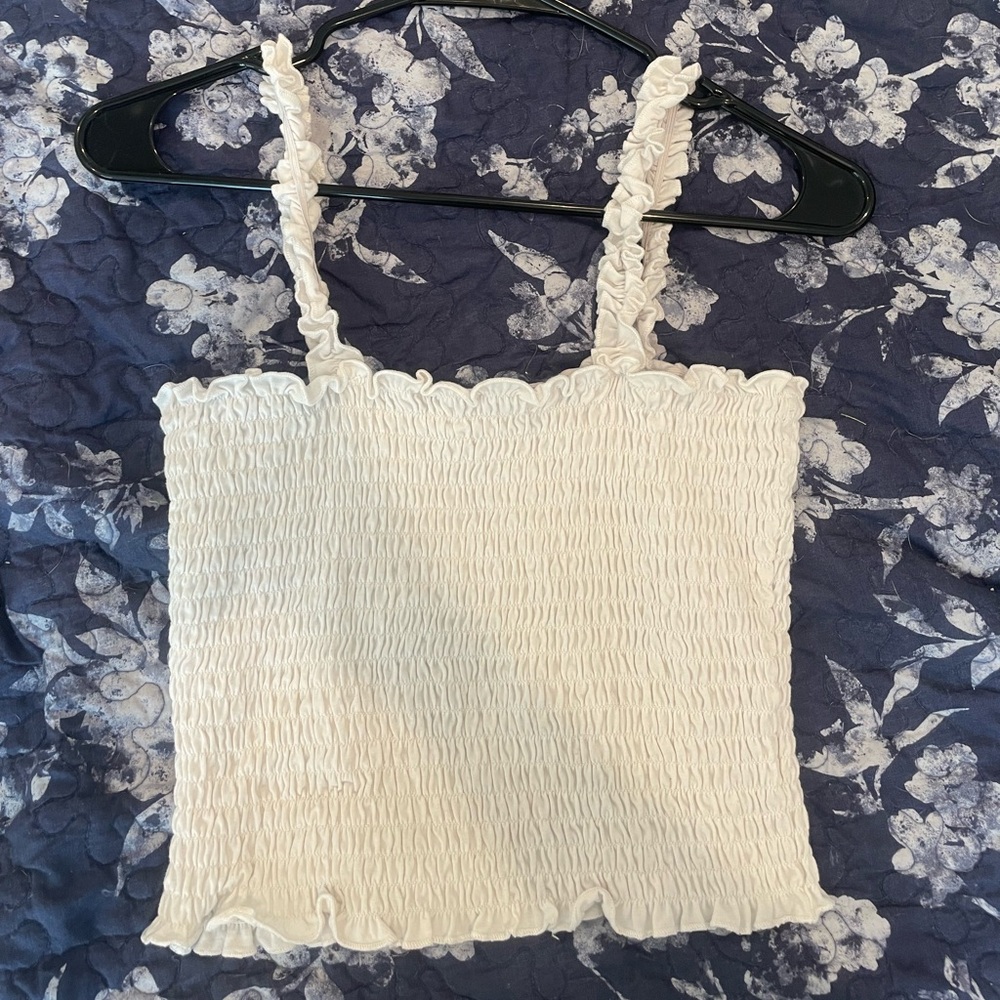 Casual White Smocked Top